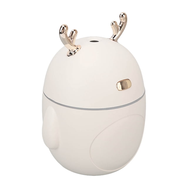 Mini humidificador con luz ambiental, 320 ml, apagado automático, niebla fría, difusor de aroma USB súper silencioso para oficina, hogar, blanco