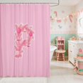 thumbnail image 2 of Manfei Pink Waterproof Shower Curtain 72Wx84L Monogram Bathroom Waterproof Shower Curtain, Pink K, 2 of 5