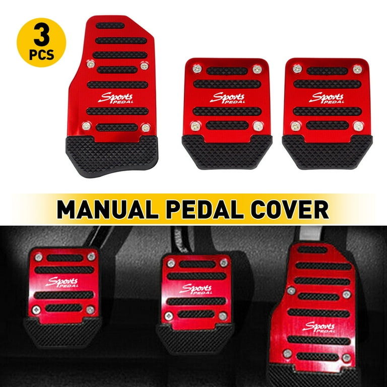 Fogfar Pack-3 Car Pedal Pads, Non-Slip Manual Transmission Brake Pad Cover,  Universal Gas Fuel Petrol Clutch Foot Pedals, for Car, SUV, ATV (Red)