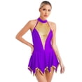 thumbnail image 1 of Kaerm Robe de Danse Lyrique pour Femmes, Col Licou, Sans Manches, Robes de Patinage Artistique, Violet G, 1 of 7