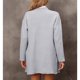 thumbnail image 4 of Blusa de punto larga Color puro Hombro caído Cuello vuelto Ajuste informal Blusa de punto para mujer Gris XL, 4 of 6