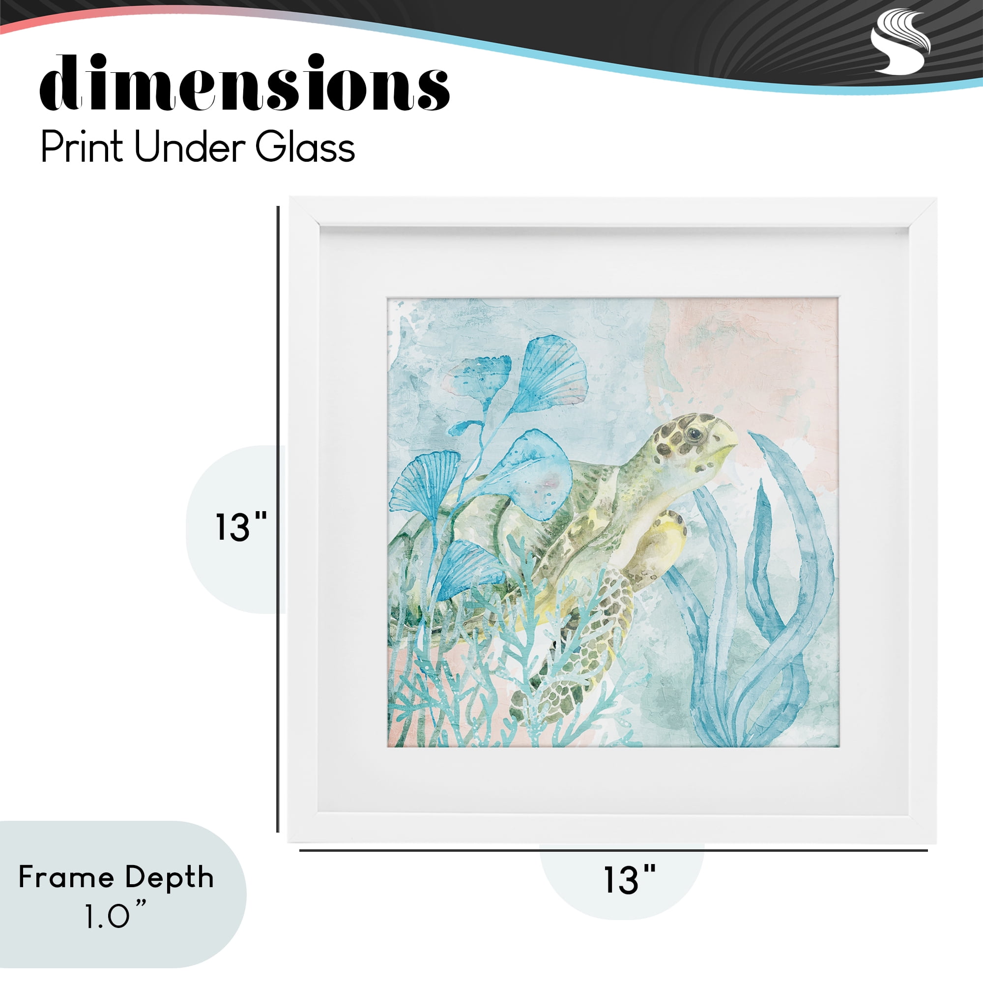 Stupell Industries Sea Swim Turtle White Framed Print Under Glass, design by Kim Allen