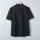 thumbnail image 1 of pstuiky Mangas cortas para hombre, Camisa informal de manga corta con cuello alto, bolsillos y botones de color liso para hombre camisas casuales para hombre m, 1 of 9
