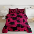 thumbnail image 2 of Feelyou Chic Fashion Stripes Queen Comforter Set, Neutral Minimalism Black Pink Bedding Sets, Teens Kids Boys Girls Reversible Bedding Comforter Set, Lightweight Room Decor, 3pcs, 2 of 8