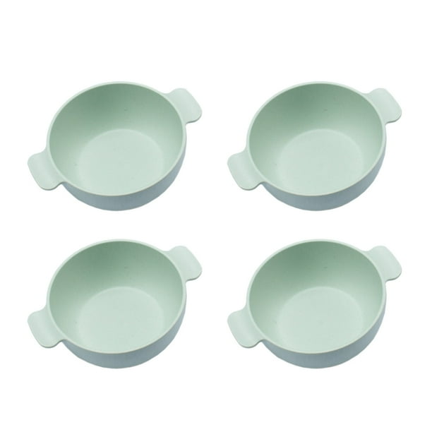 4 Conjuntos de Cuencos de Doble Oído de Tallo Naranja de Trigo, Cuencos de Alimentos Complementarios Espesados, Cuencos de Fideos Anti Gota Y Utensilios de Mesa Resistentes Al Calor