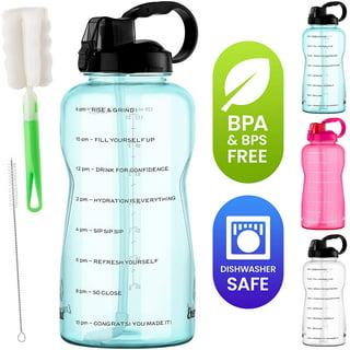 SLUXKE 1 Gallon Water Bottle with Straw Cleaning Brush, BPA Free 128oz Leak  Proof Big Water Bottle Jug with Handle and Time Mark
