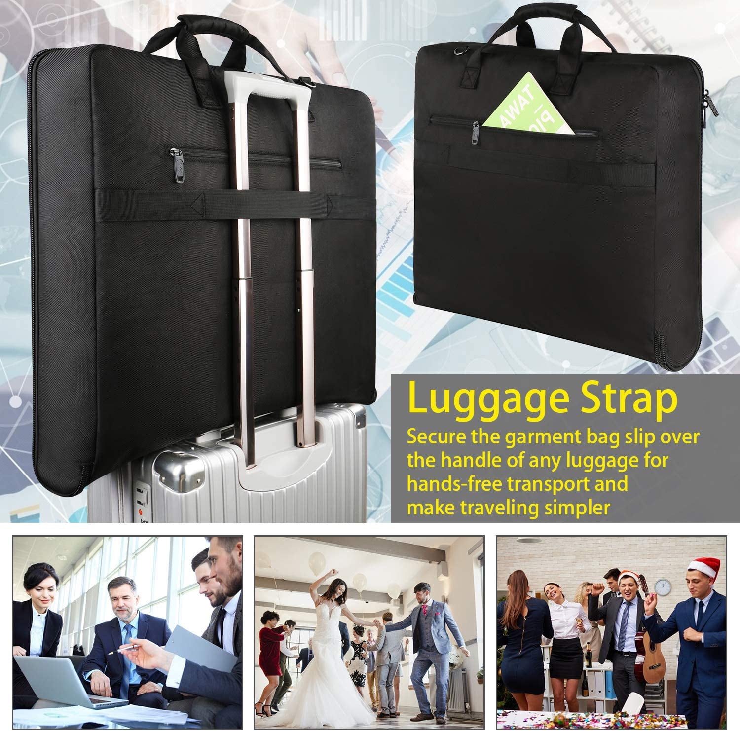 Matein Large Carry on Garment Bags for Travel, Water Resistant Hanging Suit Bag for Men Women