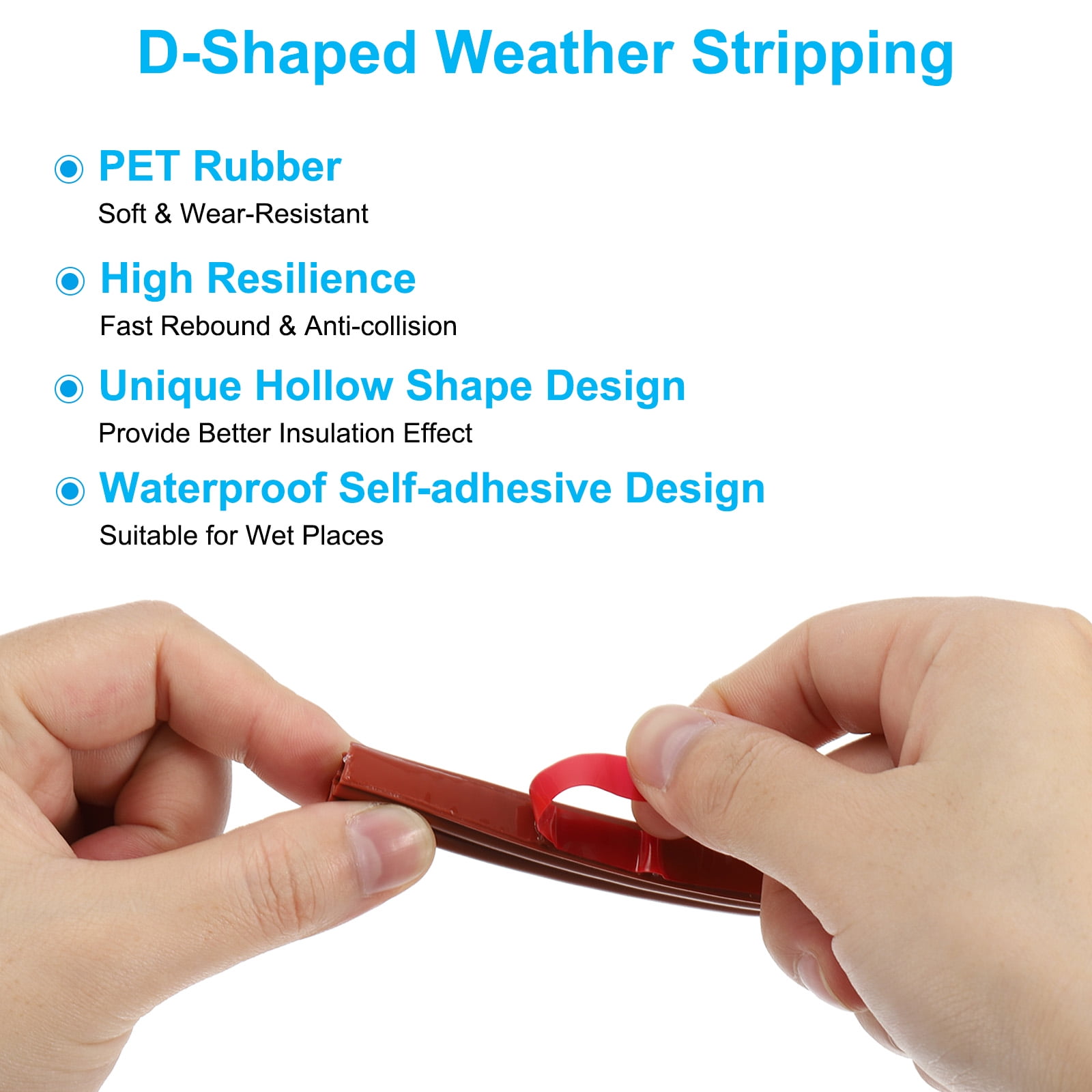 Uxcell All 40Ft Weather Stripping Door Seal,2Roll 1/2"T PET D-Shape Sealing Tape,Brown