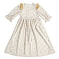 thumbnail image 2 of GDREDA Tenues d'Été pour Filles Robe à Manches Longues à Fleurs Décontractée Robes Imprimées à Fleurs Robe à Taille Nouée pour Enfants Robe Maxi Tenues et Ensemble pour Filles Jaune, 13-14 Ans, 2 of 9