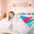 thumbnail image 3 of Erosebridal Striped Tree Twin Comforter Sets, Pink Holiday Bedding Set, White Pink Cyan, Pink Reversible, 2-Piece, 1 Comforter and 1 Pillowcase, 3 of 7