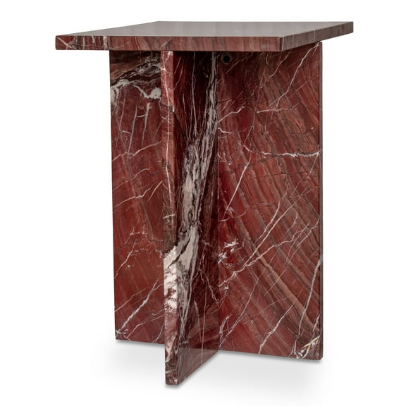Moe's Home Collection Blair Accent Table Rosso Levanto Marble Stone Side Tables