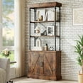 thumbnail image 7 of Cabihome Tall Bookshelf, 73.62in Industrial Storage Open Rack Shelf with Cabinet and Doors, Farmhouse Large Vintage Bookshelves Home Office-Brown, 7 of 7