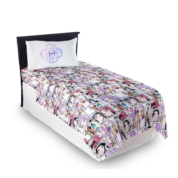 KPOP Demon Hunters Huntrix Trio Kids 3 Piece Bedding Sheet Set, Multicolor, Twin