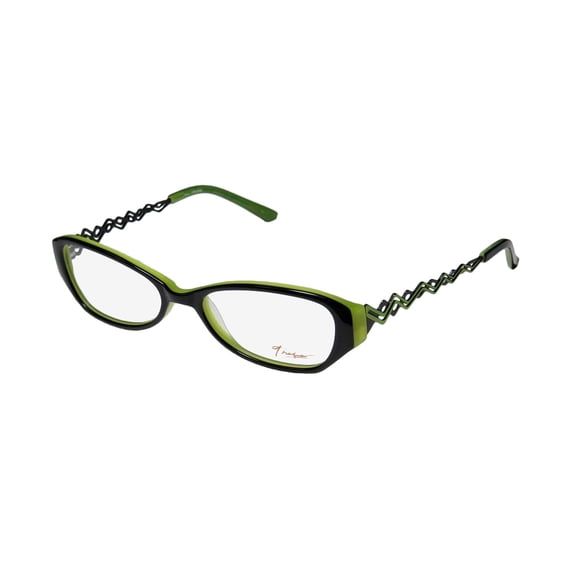 NEW THALIA ERLENE WOMENS/LADIES CAT EYE FULL-RIM BLACK / GREEN COLOR COMBINATION TWO-TONE HIP CAT EYE FRAME DEMO LENSES 50-16-135 EYEGLASSES/GLASSES