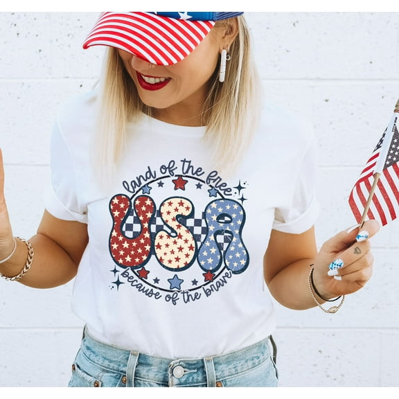 LAND OF THE FREE USA Graphic Short sleeve T-Shirt