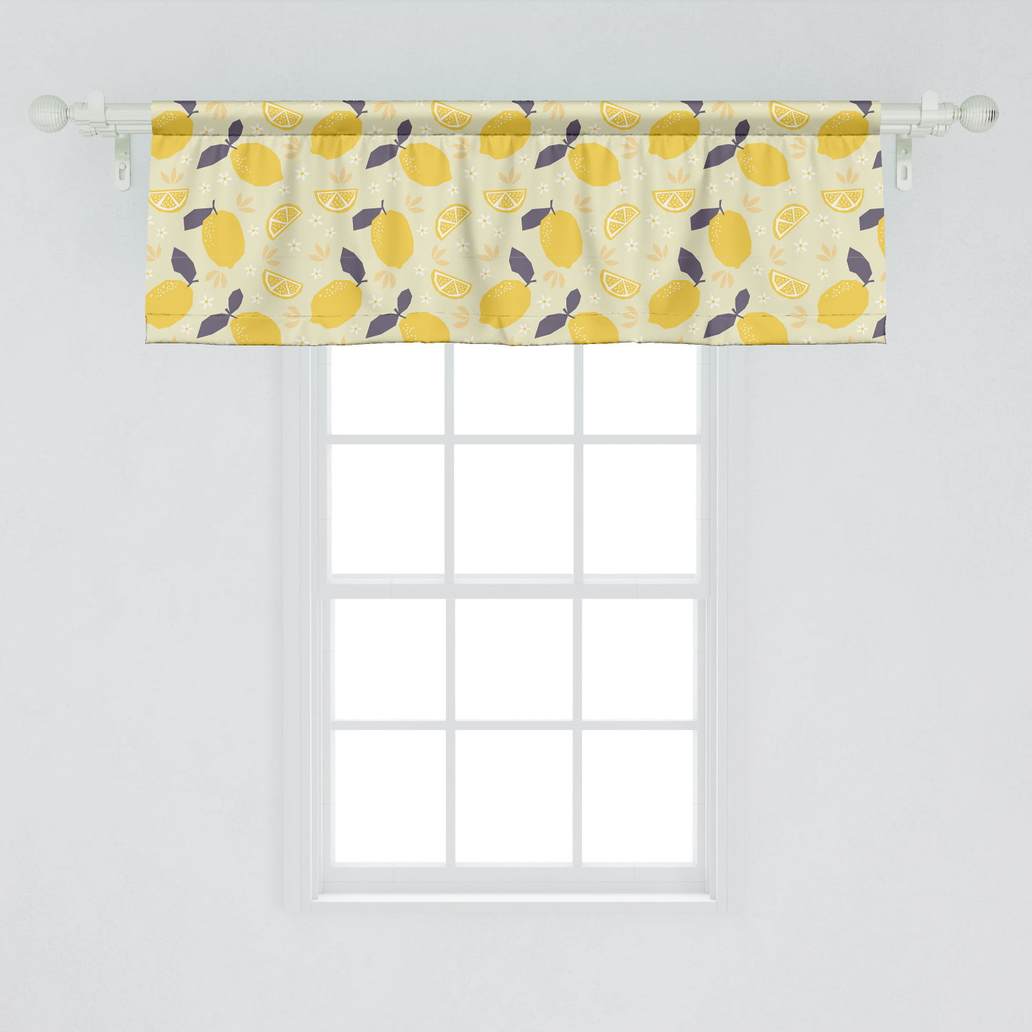Ambesonne Fruit Art Window Valance, Lemons and Blossoms Floral Pattern with  Whole and Sliced Citrus Summer, Curtain Valance for Kitchen Bedroom Decor  ...