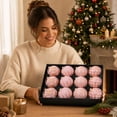 thumbnail image 5 of European Style Christmas Ball Ornaments, 8 cm Textured Baubles in Gift Box, Multicolor Xmas Hanging Decorations for Tree and Home - Pink, 5 of 7