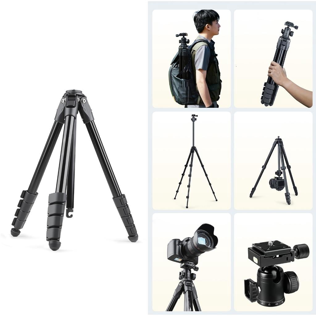 Adjustable Camera Tripod Aluminum Alloy Construction For Live Streaming Photography With Rotatable Head