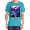 thumbnail image 2 of Wild Bobby, Underwater Whale Dolphin Bottlenose Nautical, Animal Lover, Garment-Dyed Washed Look Short Sleeve T-Shirt, Blue Lagoon, Small, 2 of 3