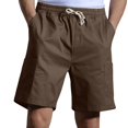 thumbnail image 1 of Men's Workout Shorts Solid Color Button Zipper Suit Cool Breathable Quarter Large Pocket Pants Sweat Shorts Men Brown XXL, 1 of 4