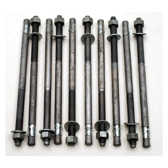(10) Galvanized Concrete Wedge Anchor Bolts 1/2 x 10 Includes Nuts & Washers