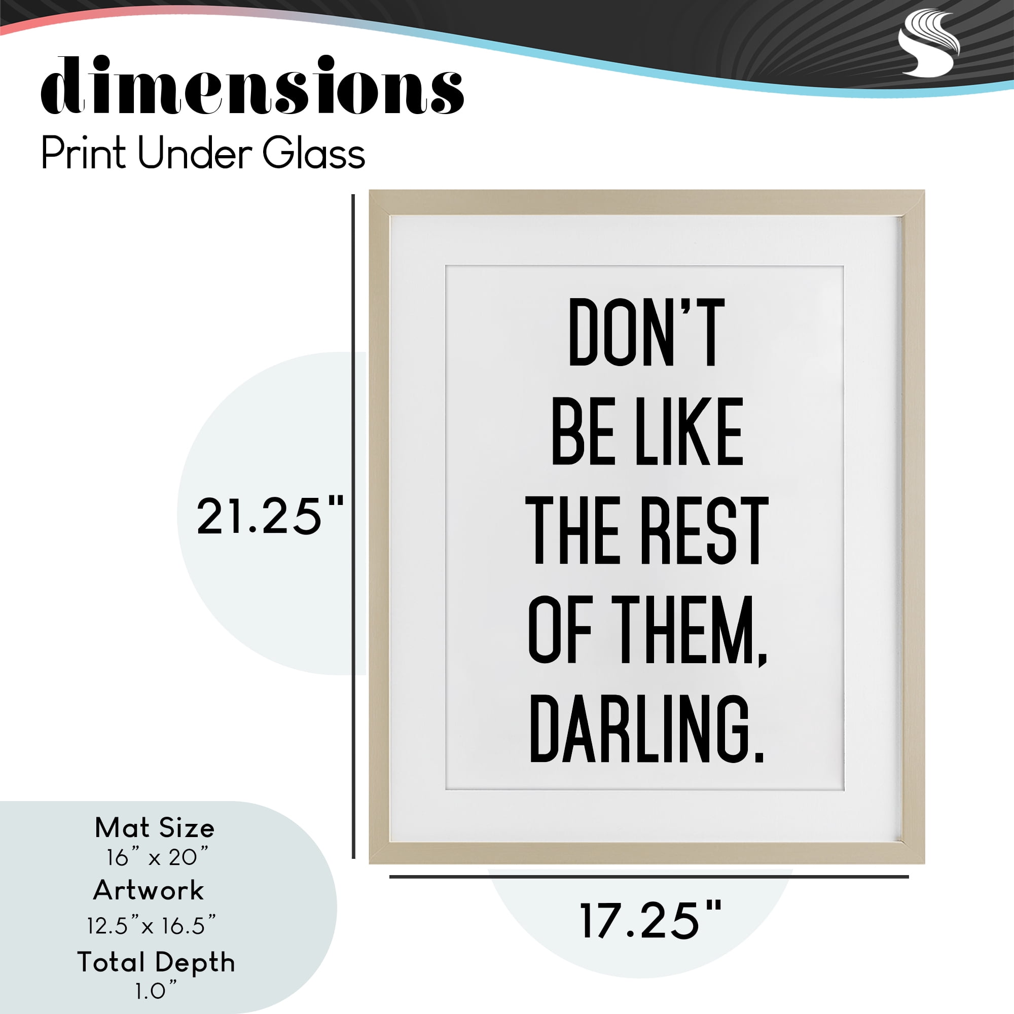 Don't Be Like The Rest Of Them Birch Framed Print Under Glass, design by Lettered and Lined