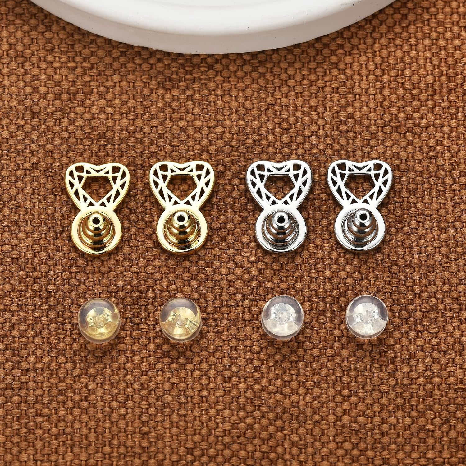 Earring Backs for Droopy Ears, Heart Diamond Shape Earring Backs for Droopy Earrings Large Earring Backings for Heavy Earrings Big Lifter Support Backers for Studs,Mixed Color