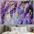 thumbnail image 2 of JEUXUS Abstract Violet Purple Flowers Natural Scenery Tapestry for Bedroom Living Room Dorm Painting, 2 of 6