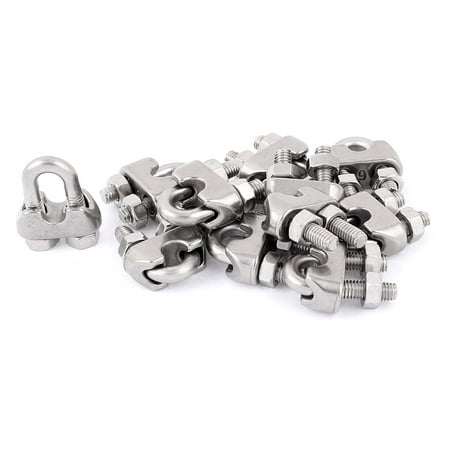 

6mm 1/4 Stainless Steel Wire Rope Cable Clamp Clips Fastener 12pcs