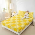 thumbnail image 4 of jejeloiu Classic Grid Full Size Sheets,Minimalism Geometric Checkered Bed Sheets,Yellow White Sheet Sets For Girls Boys,Super Cozy Room Decor,4-Piece, 4 of 7