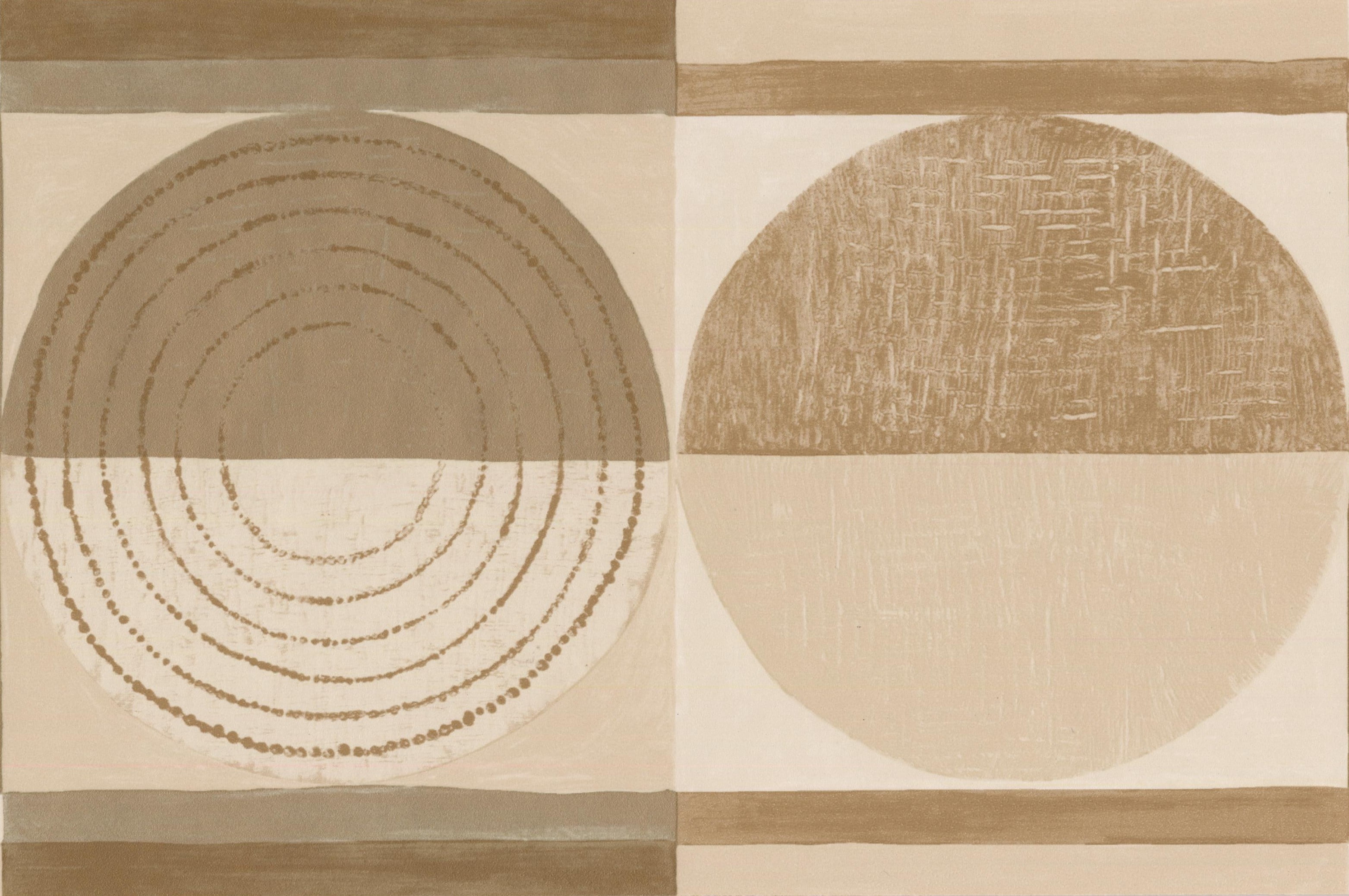 Wallpaper Border Beige Brown Abstract Wall Border Painted Circle