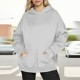 thumbnail image 2 of Htigea Womens Oversized Hoodies Fleece Pullover Sweatshirts Solid Color Casual Loose Fit Tops Cozy Kangaroo Pocket Sweatshirt Gray M, 2 of 6