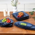 thumbnail image 5 of Blue Ceramic Square Plates Set of 6 - Large Porcelain 10 Inch Dinner Plates for Steak Pasta Pizza - Microwave and Dishwasher Safe, 5 of 8