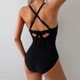 thumbnail image 5 of Women's One Piece Swimsuits Tummy Control Front Cross Bathing Suits Tie Back Slimming V Neck Solid Color Swimwear Zebra L, 5 of 5