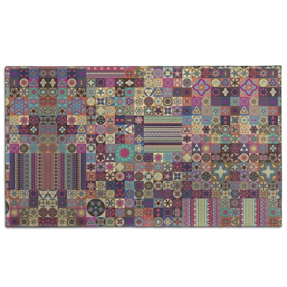 Multicolor Ethnic Patchwork Pattern Door Rugs,Washable Non Slip Door Mats Indoor,Decorative Door Mats,Entry Mat Indoor for Entrance,Bedroom,Kitchen,Bathroom,17"x30"