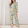 thumbnail image 2 of Balery Dinosaurs and Tropical Leaves Conjunto de Pijama con Estampado para Mujer, Conjunto de Dos Piezas con Manga Larga, Ropa de Dormir Suave con Bolsillos, Pijamas Cómodos-X-Large, 2 of 7