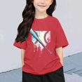thumbnail image 2 of T-shirts Filles Imprimé Col Rond Manches Courtes T-Shirt Garçons Filles Tee Confortable Tee Shirt Enfant Rouge Melon D\'eau 5 Ans-6 Ans, 2 of 6