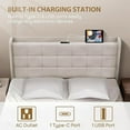 thumbnail image 2 of Origeture Full Size Bed Frame with USB & Type-C Ports, Full Platform Bed Frame with Wingback Storage Headboard, Velvet Upholstered, Heavy Duty Wood Slats, Easy Assembly, No Box Spring Needed, Beige, 2 of 7