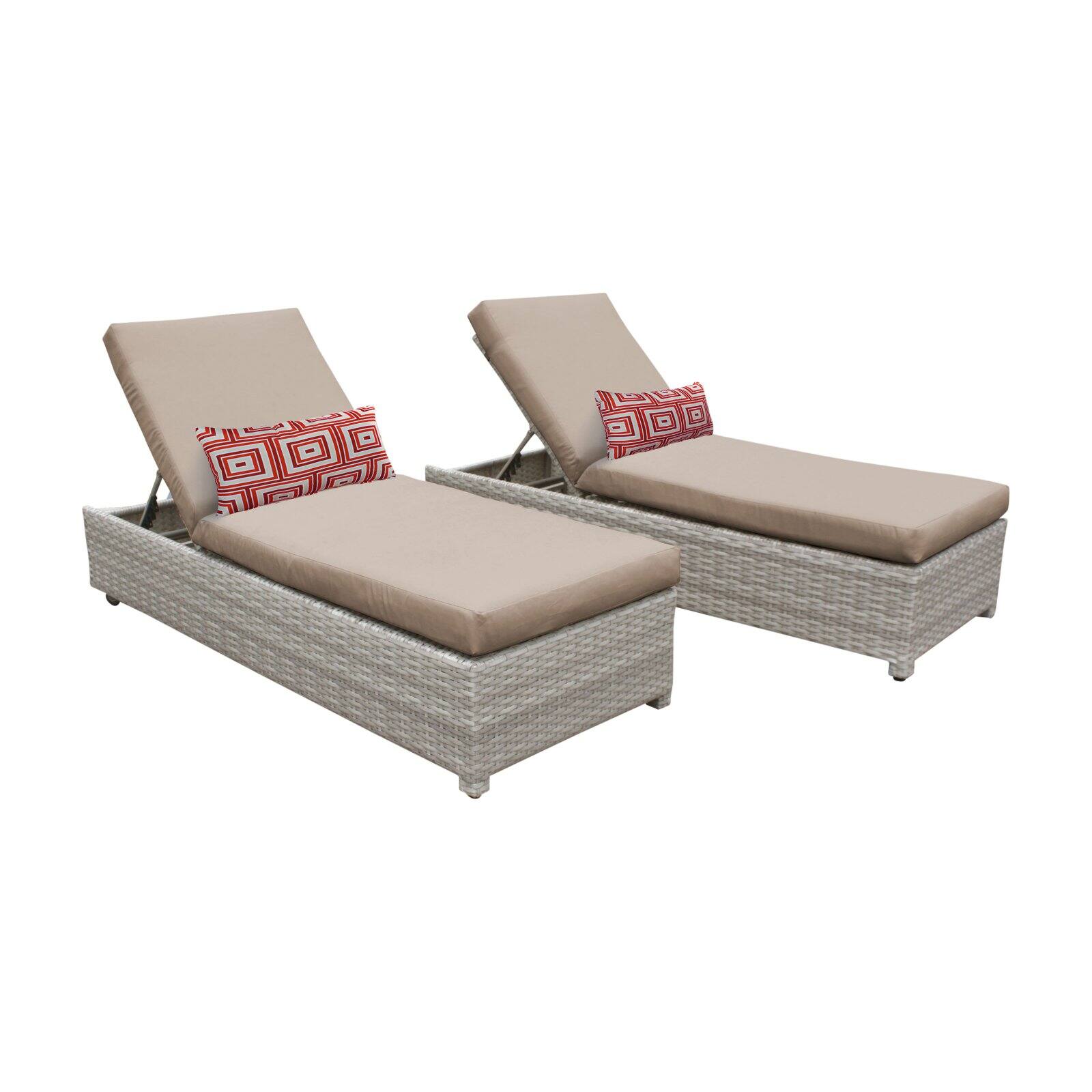 TK Classics Fairmont Wheeled Wicker Outdoor Chaise Lounge Chair - Set of 2 - image 1 of 11