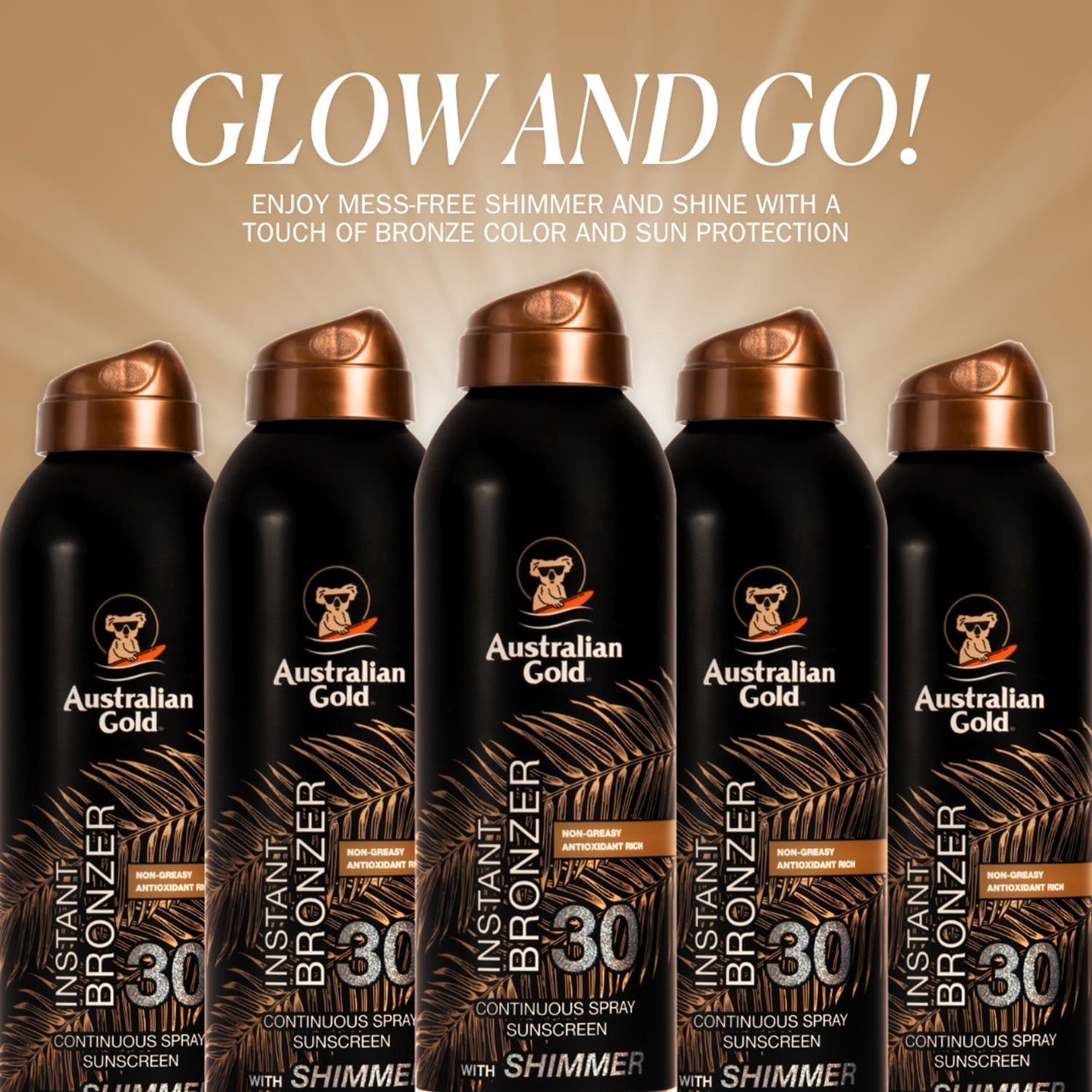 Australian Gold Continuous Spray Bronzer SHIMMER, SPF 30, 6 oz.