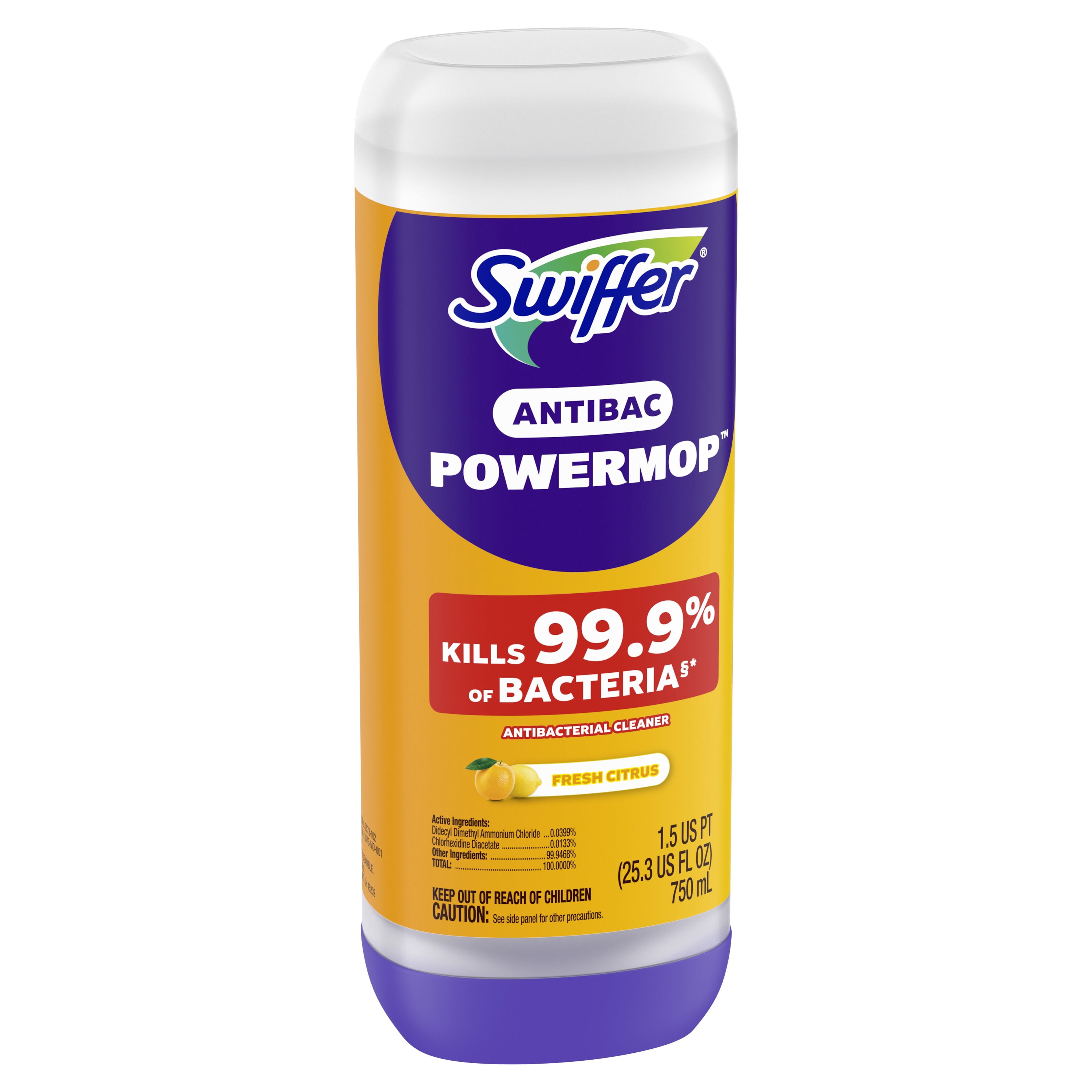 Swiffer PowerMop Anti-Bacterial Refill Solution, Lemon, 1-Pack