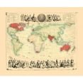 thumbnail image 2 of Bartholomew 17x15 White Modern Wood Framed Museum Art Print Titled - British Empire Throughout World - Bartholomew 1872, 2 of 4