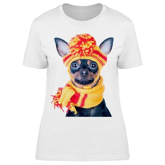 Chihuahua With A Scarf And A Hat T-Shirt Women -Image by Shutterstock, Female Small