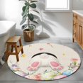 thumbnail image 3 of Round Rugs 3.3Ft, Easter Round Area Rug Washable Indoor Throw Carpet, Country Spring Rabbit Feet Eggs Botanical Flowers Soft Non Slip Circle Rug for Laundry Room Patio Home Decor Aesthetic, 3 of 8