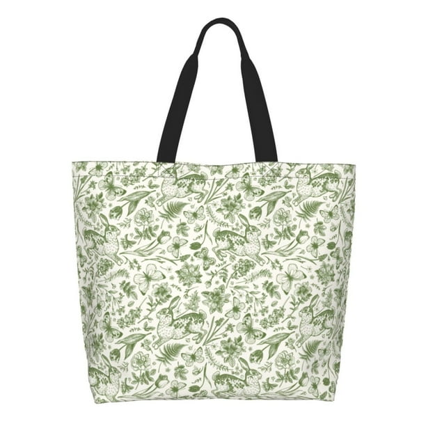 Disketp Green Rabbit Bolsa Tote Estampada para Mujer, Bolso de Hombro y de Mano para Compras y Viajes