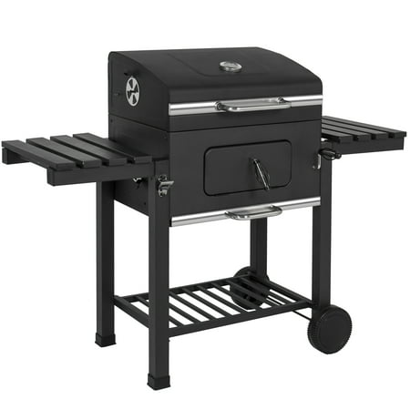 Best Choice Products Outdoor Backyard Premium Barbecue Charcoal BBQ Grill w/ 2 Wheels and Storage Shelves, (Best Outdoor Grills 2019)