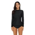 thumbnail image 2 of Charmo Rash Guard Women Long Sleeve Rashguard UV Sun Protection Swimwear Banded Swimsuit, Black, 2 of 7