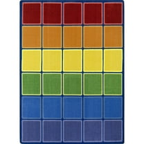 Joy Carpets Kid Essentials Rainbow Blocks 7'8" x 10'9" Area Rug in Color Multi