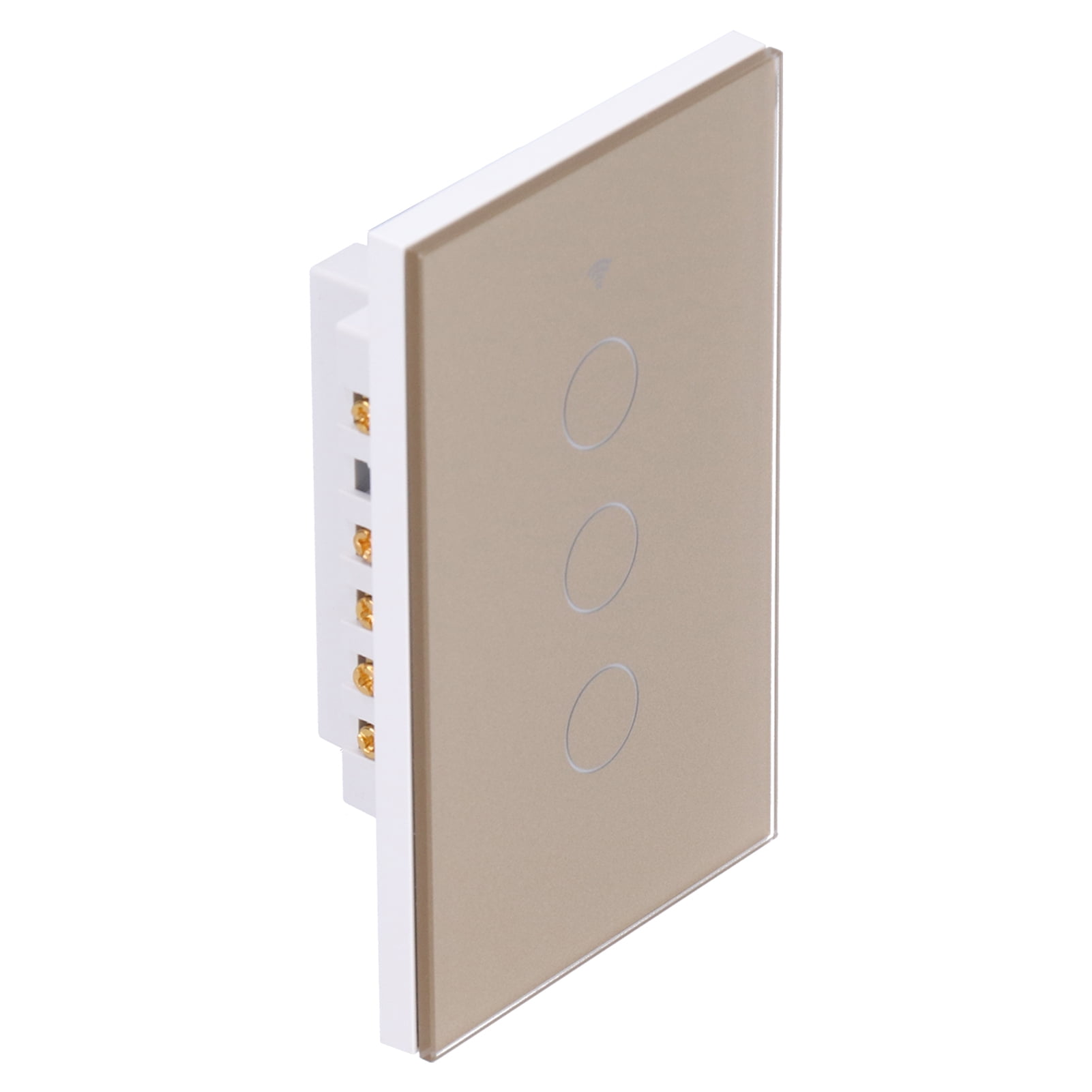 BIMZUC Intelligent Light Touch Switch Remote Control 3 Gang American Type Zigbee Home Automation Wall Switch Panel 100-240V Gold (15 cm / 5.91 inches)
