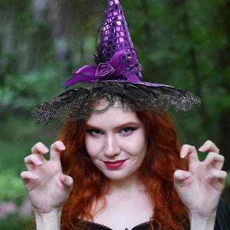 Purple Halloween Witch Hat Pumpkin Pearl Cluster Bling Charm Headband Holiday Purple Witch Hat and Pumpkin Png, Retro Halloween Png  main image 4